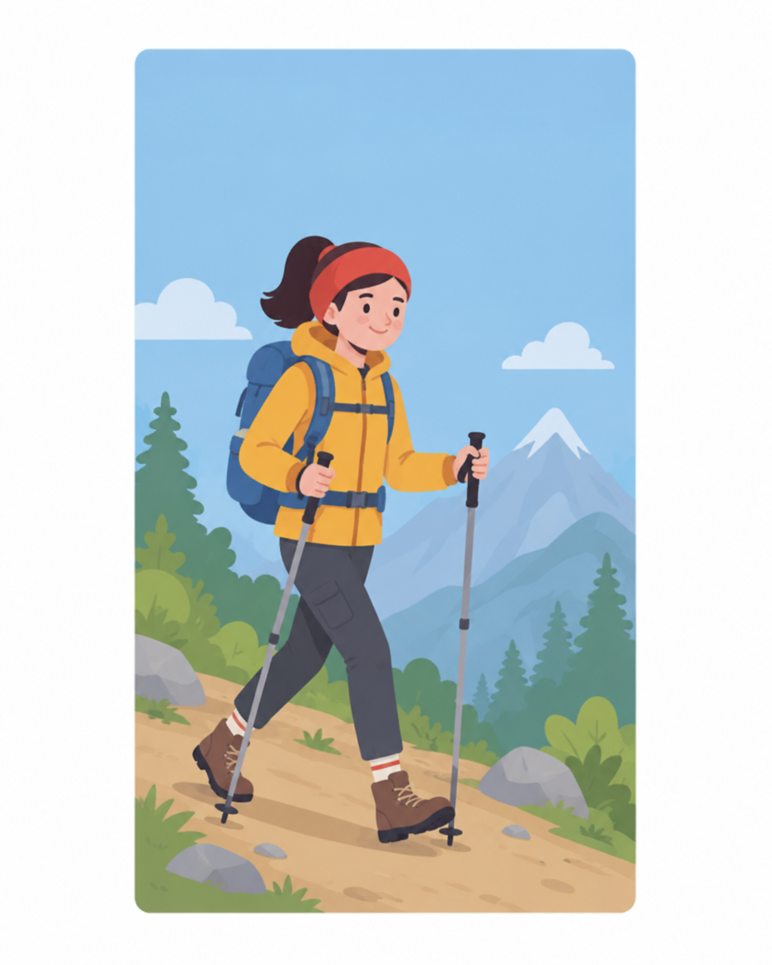 Adventure traveler hiking on a trail