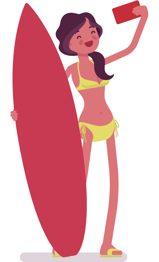 Cartoon Surfer Selfie