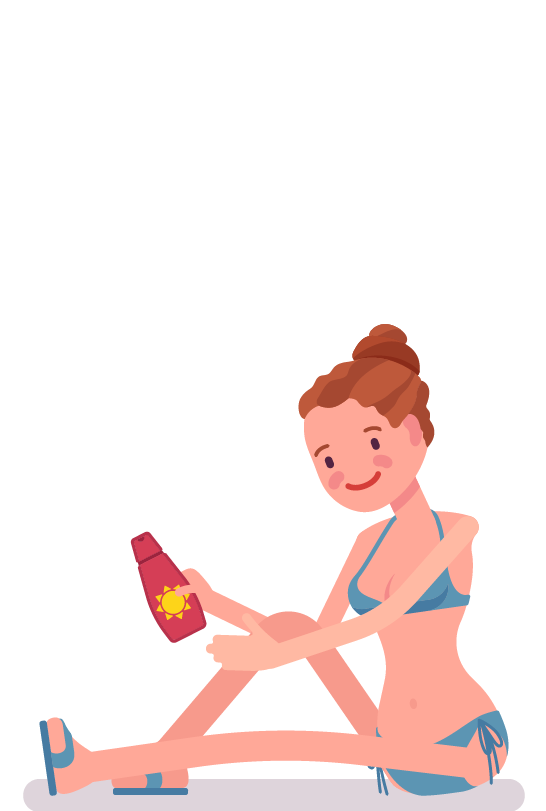 Cartoon Woman Applying lotion
