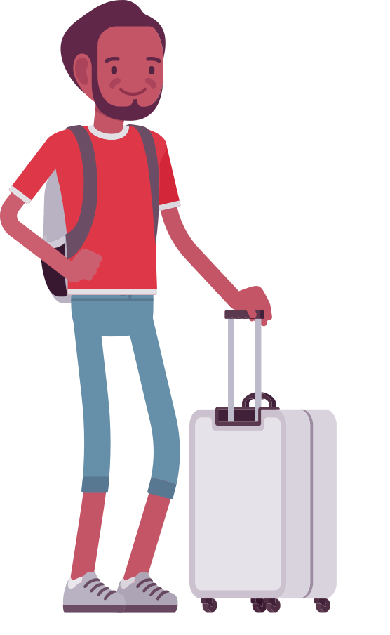 Cartoon Man with Suitcase