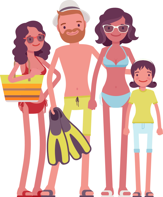 Cartoon Family on Beach