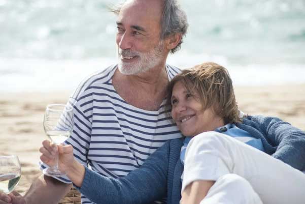 senior couple on beach