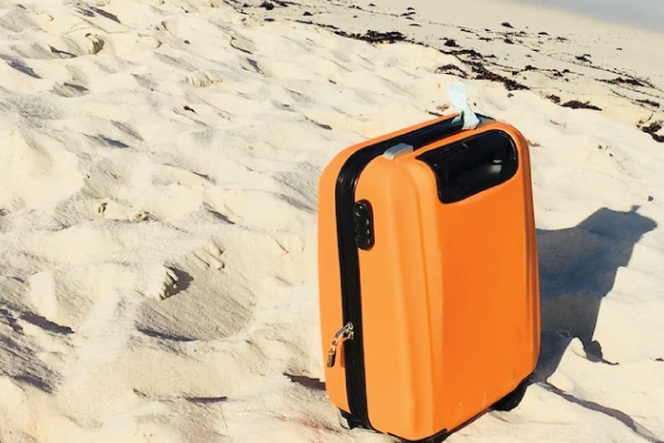 luggage on a beach
