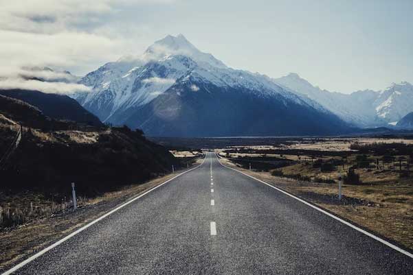 Road leading to mountains