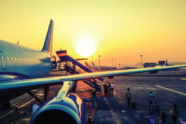 airport at sunset