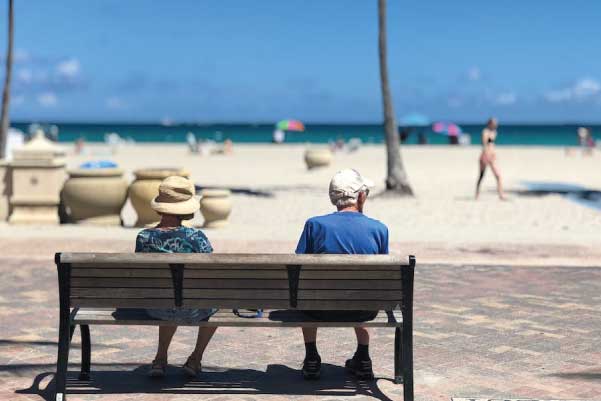 Elderly Couple on Bench