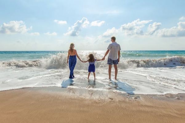 Family at beach