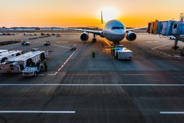 Airport at sunset