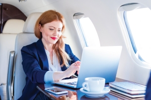 Woman on First Class Flight