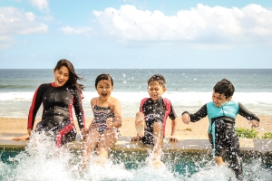 Family at beach